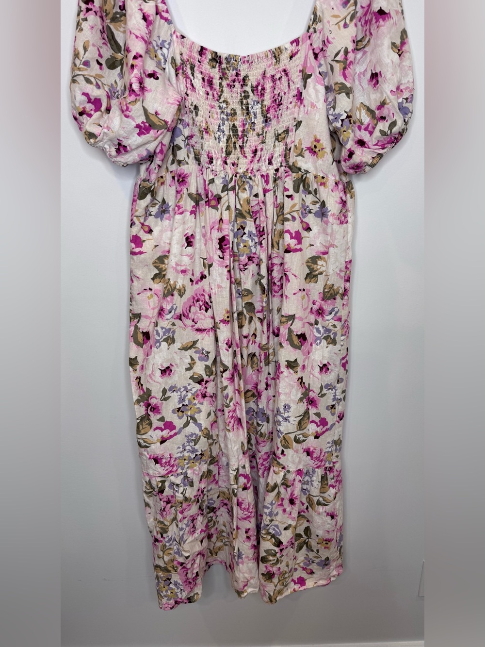 Reitman x The Birds Papaya Floral Puff linen blend Sleeve Dress size XL - Picture 11 of 11